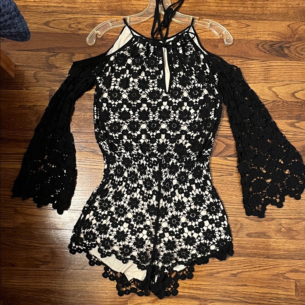 Black and White Lace Jumpsuit